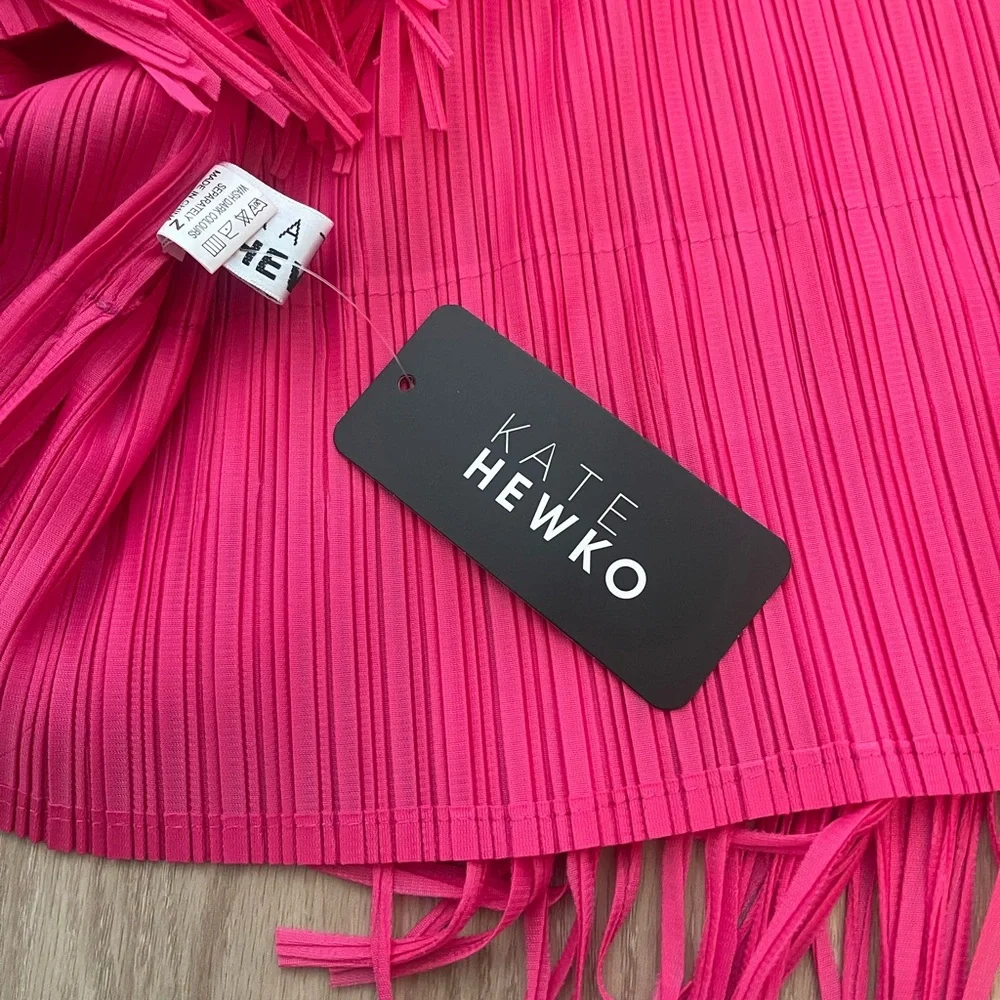 Chic Hot Pink Tiered Fringe Maxi Skirt - Picture 3 of 4